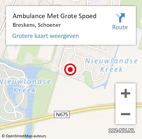 Locatie op kaart van de 112 melding: Ambulance Met Grote Spoed Naar Breskens, Schoener op 9 augustus 2015 13:24