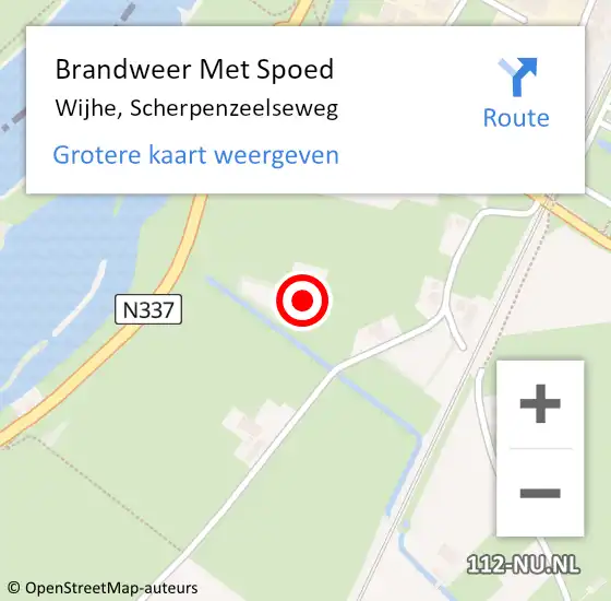 Locatie op kaart van de 112 melding: Brandweer Met Spoed Naar Wijhe, Scherpenzeelseweg op 9 augustus 2015 14:07