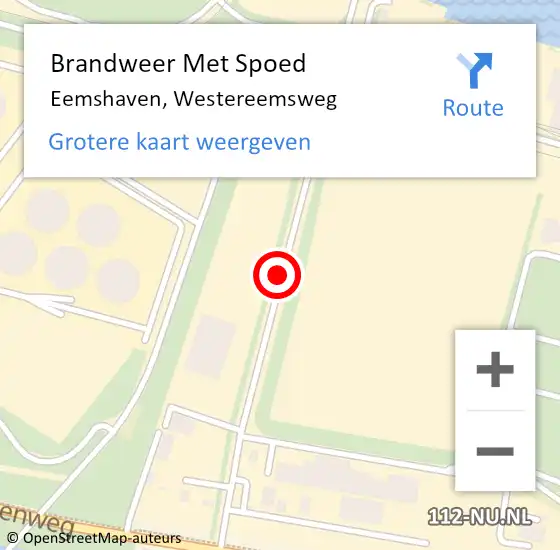 Locatie op kaart van de 112 melding: Brandweer Met Spoed Naar Eemshaven, Westereemsweg op 9 augustus 2015 14:18