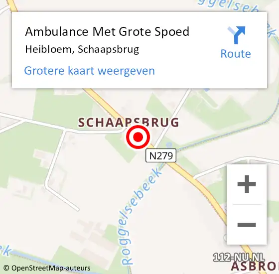 Locatie op kaart van de 112 melding: Ambulance Met Grote Spoed Naar Heibloem, Schaapsbrug op 9 augustus 2015 14:20