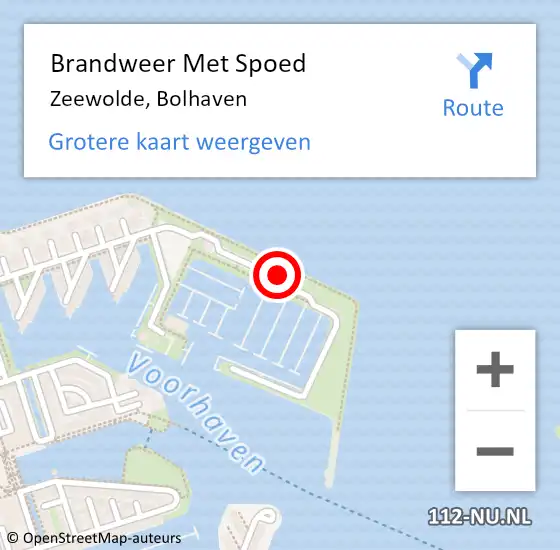 Locatie op kaart van de 112 melding: Brandweer Met Spoed Naar Zeewolde, Bolhaven op 9 augustus 2015 14:27