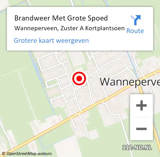 Locatie op kaart van de 112 melding: Brandweer Met Grote Spoed Naar Wanneperveen, Zuster A Kortplantsoen op 9 augustus 2015 14:29