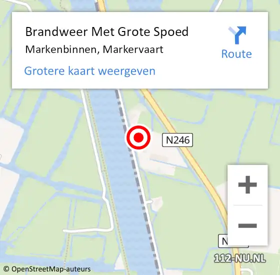 Locatie op kaart van de 112 melding: Brandweer Met Grote Spoed Naar Markenbinnen, Markervaart op 9 augustus 2015 15:12