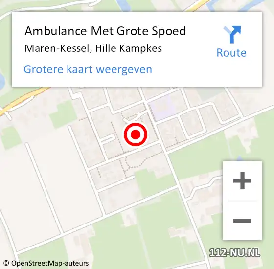 Locatie op kaart van de 112 melding: Ambulance Met Grote Spoed Naar Maren-Kessel, Hille Kampkes op 9 augustus 2015 15:22