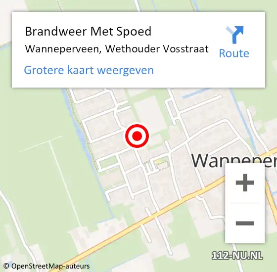 Locatie op kaart van de 112 melding: Brandweer Met Spoed Naar Wanneperveen, Wethouder Vosstraat op 9 augustus 2015 15:24