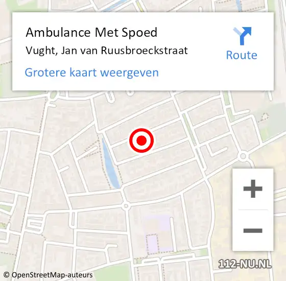 Locatie op kaart van de 112 melding: Ambulance Met Spoed Naar Vught, Jan van Ruusbroeckstraat op 9 augustus 2015 15:27