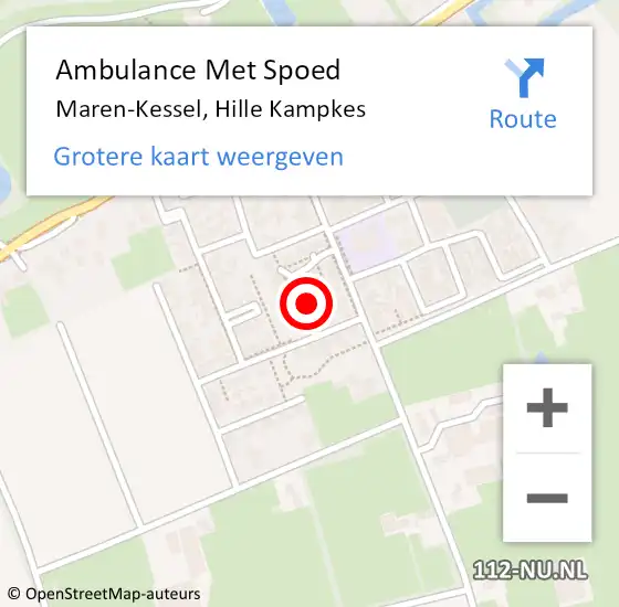 Locatie op kaart van de 112 melding: Ambulance Met Spoed Naar Maren-Kessel, Hille Kampkes op 9 augustus 2015 15:28