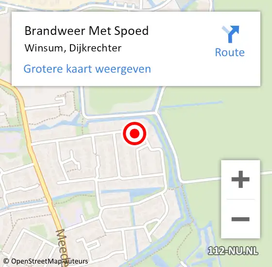 Locatie op kaart van de 112 melding: Brandweer Met Spoed Naar Winsum, Dijkrechter op 9 augustus 2015 16:10