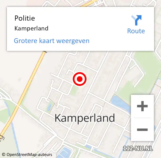 Locatie op kaart van de 112 melding: Politie Kamperland op 9 augustus 2015 16:11