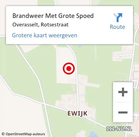 Locatie op kaart van de 112 melding: Brandweer Met Grote Spoed Naar Overasselt, Rotsestraat op 9 augustus 2015 16:12