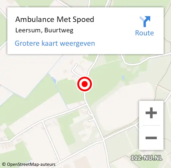 Locatie op kaart van de 112 melding: Ambulance Met Spoed Naar Leersum, Buurtweg op 9 augustus 2015 16:22