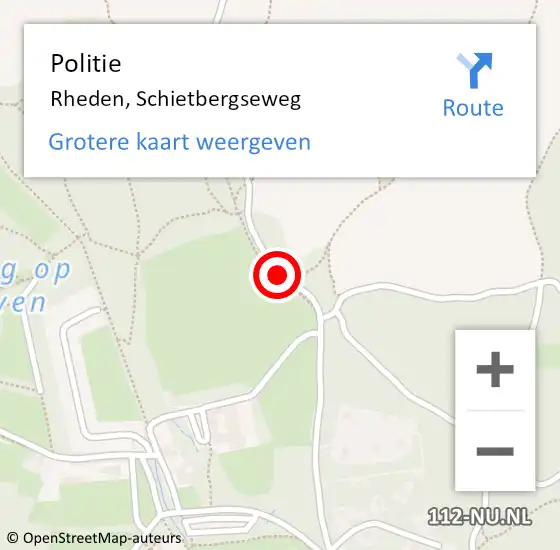 Locatie op kaart van de 112 melding: Politie Rheden, Schietbergseweg op 9 augustus 2015 16:29