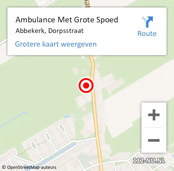 Locatie op kaart van de 112 melding: Ambulance Met Grote Spoed Naar Abbekerk, Dorpsstraat op 9 augustus 2015 17:51