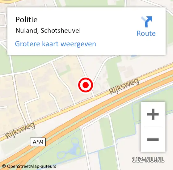 Locatie op kaart van de 112 melding: Politie Nuland, Schotsheuvel op 9 augustus 2015 18:40