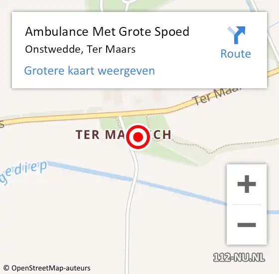 Locatie op kaart van de 112 melding: Ambulance Met Grote Spoed Naar Onstwedde, Ter Maars op 9 augustus 2015 19:07