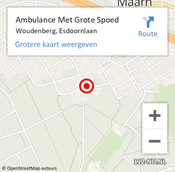 Locatie op kaart van de 112 melding: Ambulance Met Grote Spoed Naar Woudenberg, Esdoornlaan op 9 augustus 2015 19:11