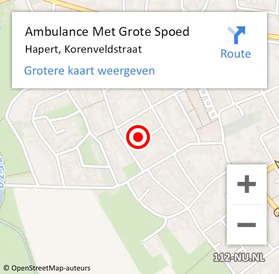 Locatie op kaart van de 112 melding: Ambulance Met Grote Spoed Naar Hapert, Korenveldstraat op 9 augustus 2015 19:19