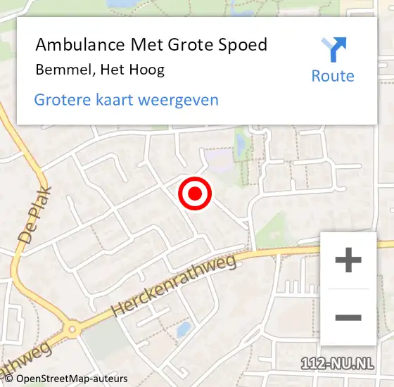Locatie op kaart van de 112 melding: Ambulance Met Grote Spoed Naar Bemmel, Het Hoog op 9 augustus 2015 19:36