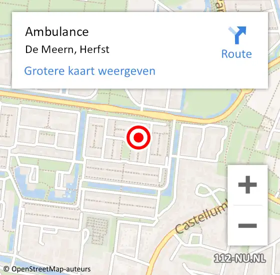 Locatie op kaart van de 112 melding: Ambulance De Meern, Herfst op 9 augustus 2015 19:39