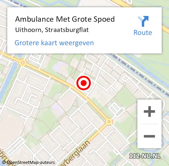 Locatie op kaart van de 112 melding: Ambulance Met Grote Spoed Naar Uithoorn, Straatsburgflat op 9 augustus 2015 20:21