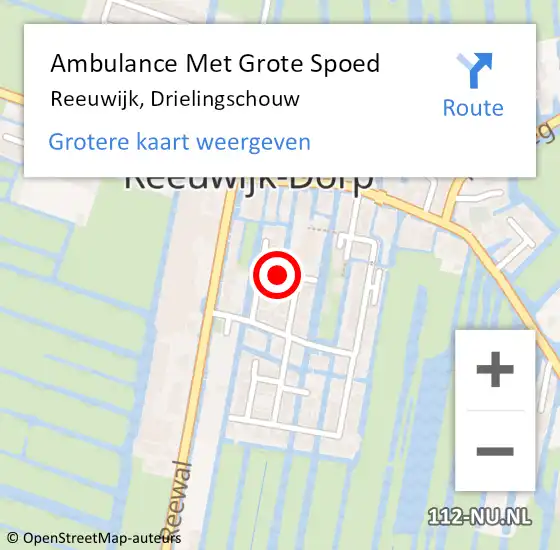 Locatie op kaart van de 112 melding: Ambulance Met Grote Spoed Naar Reeuwijk, Drielingschouw op 9 augustus 2015 22:00