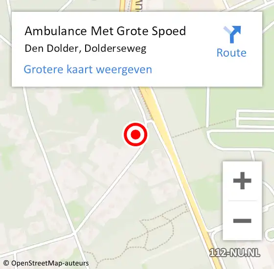 Locatie op kaart van de 112 melding: Ambulance Met Grote Spoed Naar Den Dolder, Dolderseweg op 9 augustus 2015 22:24