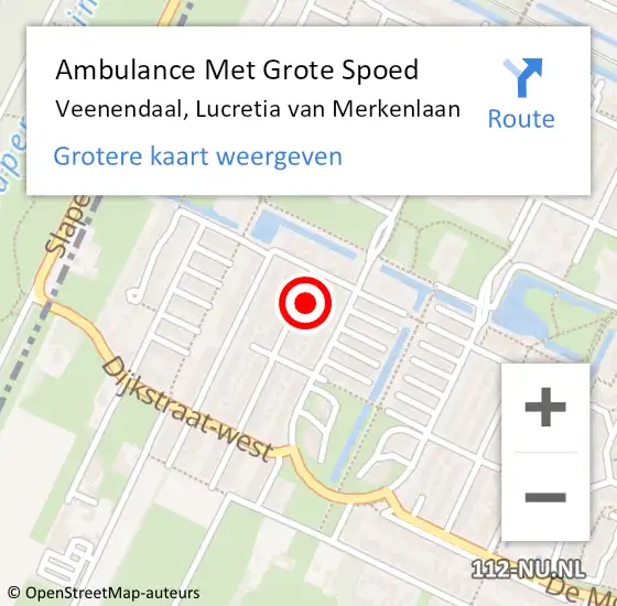Locatie op kaart van de 112 melding: Ambulance Met Grote Spoed Naar Veenendaal, Lucretia van Merkenlaan op 9 augustus 2015 22:59