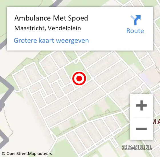 Locatie op kaart van de 112 melding: Ambulance Met Spoed Naar Maastricht, Vendelplein op 16 november 2013 20:40