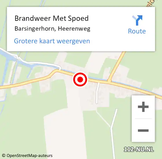 Locatie op kaart van de 112 melding: Brandweer Met Spoed Naar Barsingerhorn, Heerenweg op 9 augustus 2015 23:44