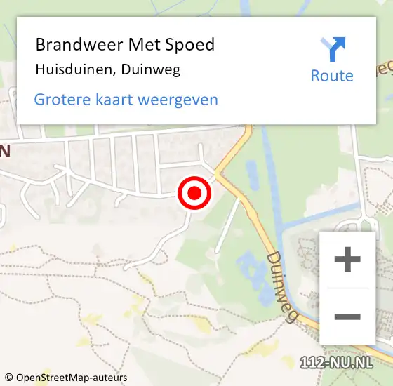 Locatie op kaart van de 112 melding: Brandweer Met Spoed Naar Huisduinen, Duinweg op 10 augustus 2015 01:19