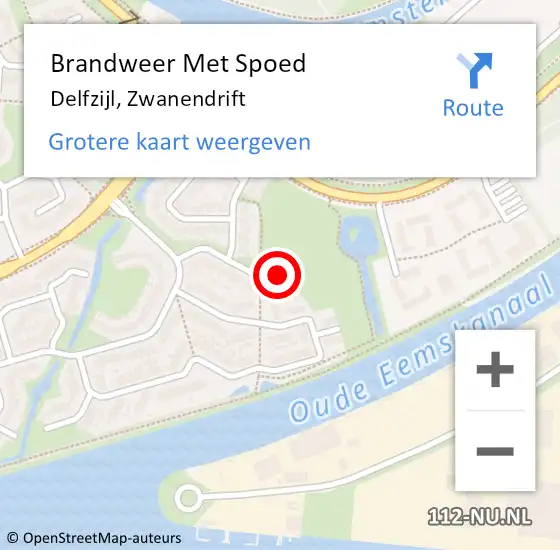 Locatie op kaart van de 112 melding: Brandweer Met Spoed Naar Delfzijl, Zwanendrift op 10 augustus 2015 01:31