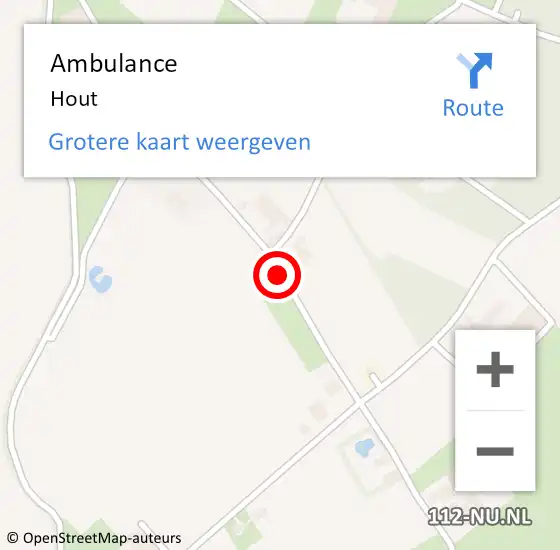 Locatie op kaart van de 112 melding: Ambulance Hout op 10 augustus 2015 04:52