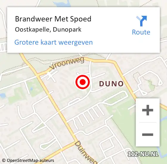 Locatie op kaart van de 112 melding: Brandweer Met Spoed Naar Oostkapelle, Dunopark op 10 augustus 2015 05:15