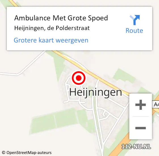 Locatie op kaart van de 112 melding: Ambulance Met Grote Spoed Naar Heijningen, de Polderstraat op 10 augustus 2015 06:30