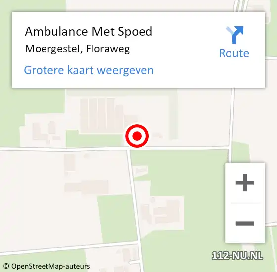 Locatie op kaart van de 112 melding: Ambulance Met Spoed Naar Moergestel, Floraweg op 16 november 2013 21:24