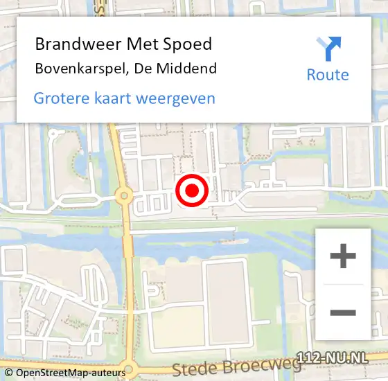 Locatie op kaart van de 112 melding: Brandweer Met Spoed Naar Bovenkarspel, De Middend op 10 augustus 2015 09:44