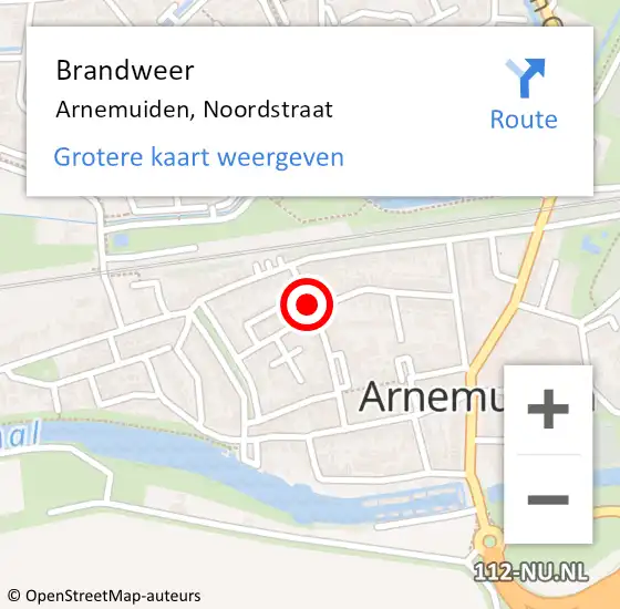 Locatie op kaart van de 112 melding: Brandweer Arnemuiden, Noordstraat op 10 augustus 2015 09:59