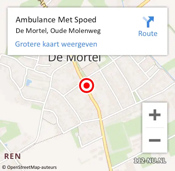 Locatie op kaart van de 112 melding: Ambulance Met Spoed Naar De Mortel, Oude Molenweg op 10 augustus 2015 10:24