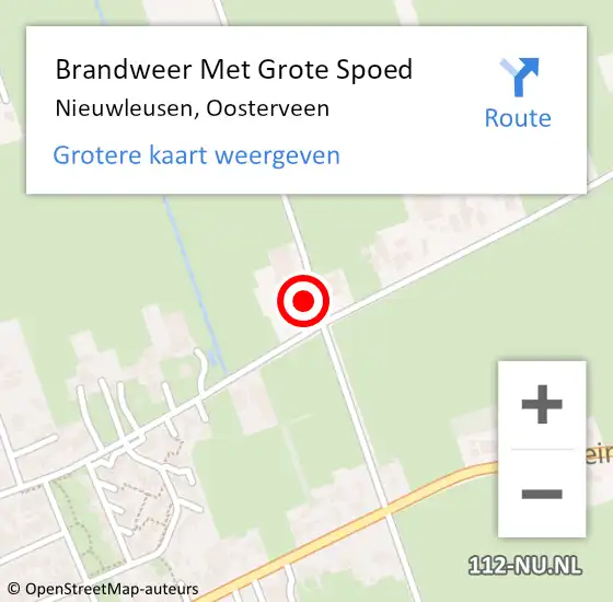 Locatie op kaart van de 112 melding: Brandweer Met Grote Spoed Naar Nieuwleusen, Oosterveen op 10 augustus 2015 10:46