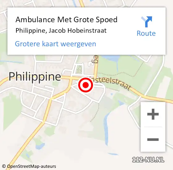 Locatie op kaart van de 112 melding: Ambulance Met Grote Spoed Naar Philippine, Jacob Hobeinstraat op 10 augustus 2015 11:03
