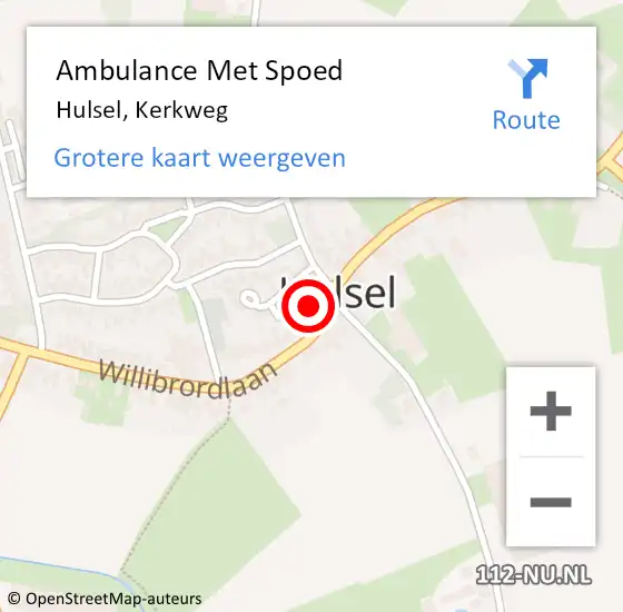 Locatie op kaart van de 112 melding: Ambulance Met Spoed Naar Hulsel, Kerkweg op 10 augustus 2015 11:04