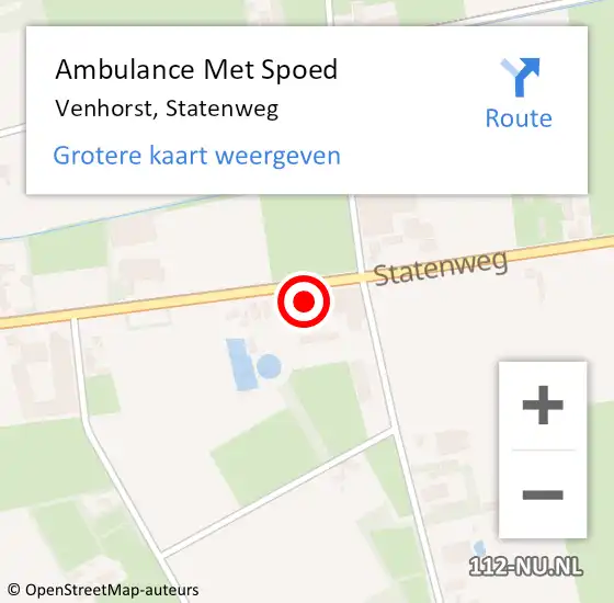 Locatie op kaart van de 112 melding: Ambulance Met Spoed Naar Venhorst, Statenweg op 10 augustus 2015 11:44