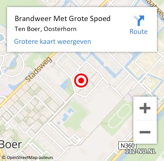 Locatie op kaart van de 112 melding: Brandweer Met Grote Spoed Naar Ten Boer, Oosterhorn op 10 augustus 2015 11:46