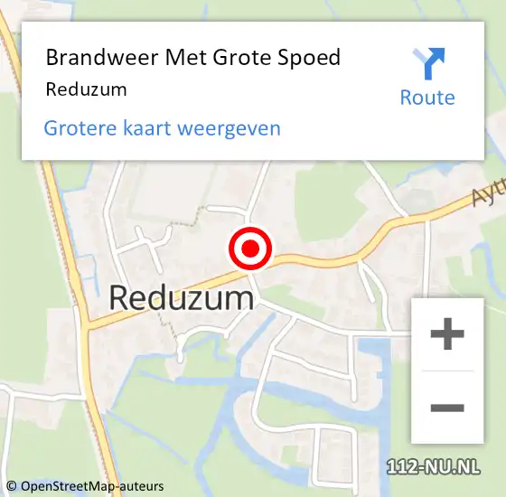 Locatie op kaart van de 112 melding: Brandweer Met Grote Spoed Naar Reduzum op 10 augustus 2015 12:38