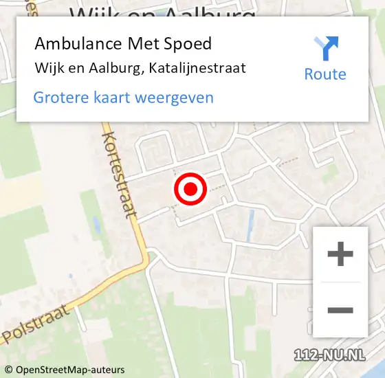 Locatie op kaart van de 112 melding: Ambulance Met Spoed Naar Wijk en Aalburg, Katalijnestraat op 10 augustus 2015 12:41