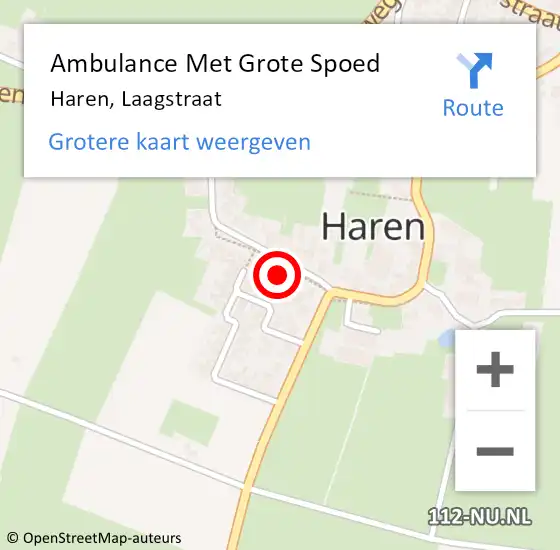 Locatie op kaart van de 112 melding: Ambulance Met Grote Spoed Naar Haren, Laagstraat op 13 september 2013 04:13