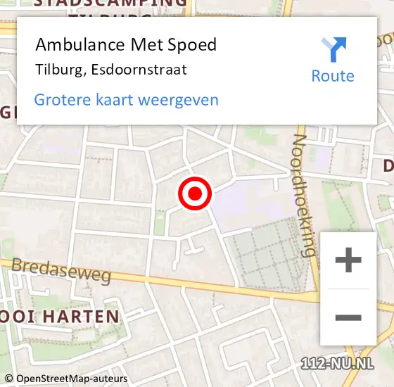 Locatie op kaart van de 112 melding: Ambulance Met Spoed Naar Tilburg, Esdoornstraat op 10 augustus 2015 12:54