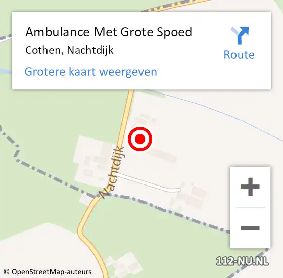 Locatie op kaart van de 112 melding: Ambulance Met Grote Spoed Naar Cothen, Nachtdijk op 10 augustus 2015 13:04