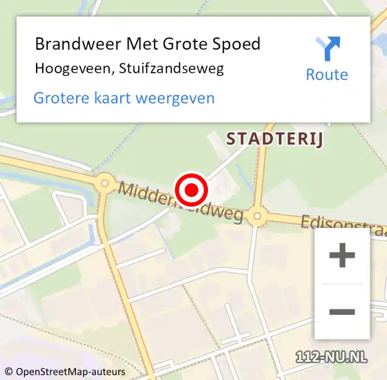 Locatie op kaart van de 112 melding: Brandweer Met Grote Spoed Naar Hoogeveen, Stuifzandseweg op 16 november 2013 21:54