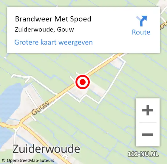 Locatie op kaart van de 112 melding: Brandweer Met Spoed Naar Zuiderwoude, Gouw op 10 augustus 2015 13:59